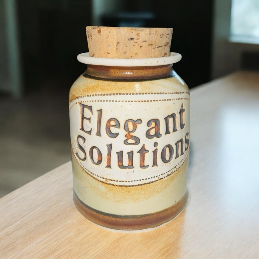 RARE Vintage Dr. Brophy's 5.5" Ceramic Word Jar Pottery ELEGANT SOLUTIONS-Whimsy